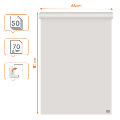 Blok Nobo Recycled do flipcharta, 58 x 81 cm, 50 kartek w rolce (gładkie / w kratkę), 70 g/m², kod: 1915659