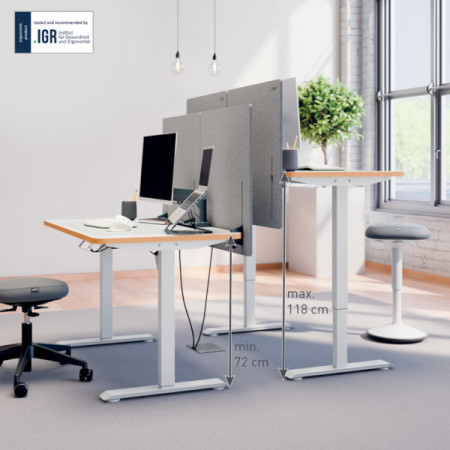 Kompaktowe biurko Leitz Ergo, 120 × 70 cm, z elektryczną regulacją wysokości, kod: 67700001