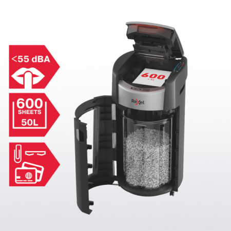 Niszczarka Rexel ShredMax AutoFeed+ 600X P4 kod: 2025600XEU + arkusze olejowe 12 szt. GRATIS!
