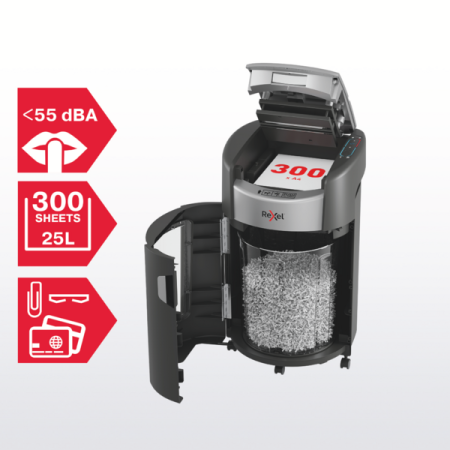 Niszczarka Rexel ShredMax AutoFeed+ 300M P5 kod: 2025300MEU + arkusze olejowe 12 szt. + kurier GRATIS!